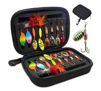 16 Piece Trout Spoon Set, Artificial Bait, Spinner Blinker Set, Trout Bait Spoons 3g/3.5g/4.6g/5g/5.2g, UV-Active Trout Bait, Eva Fishing Lure with Box, Fishing Accessories for Trout, Pike, Zander