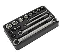 16-Piece Trx Star Socket And Spanner Set - Chrome Vanadium Steel, 3/8" Drive