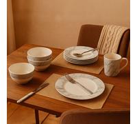 16 Piece White and Grey Marble Design Dinner Set | Avie