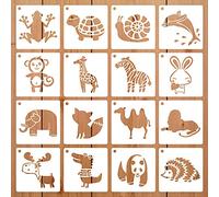 16 Pieces Animal Theme Stencils Farm Reusable Painting Stencils for Scrapbooking Drawing Tracing DIY Furniture Wall Floor Fabric Decors, 5X5 Inches 13X13 cm 16 Patterns