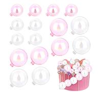 16 Pieces Balls Cake Toppers, Mini Bubble Balls Cake Topper Diy Cupcake Cake Pearl Insert Mini Balloon Cupcake DIY Decoration for Wedding Anniversary Graduation Birthday Cake Party Decorations