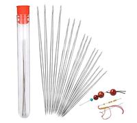 16 Pieces Bead Needle, Big Eye Beading Needles Stainless Steel Sewing Needles Seed Bead Needles 5 Size Threading Needle Collapsible Eye Needles with Needle Bottle for Embroidery Jewelry Making