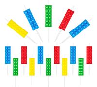 16 Pieces Building Block Candles Brick Birthday Cake Candles for Themed Birthday Party Decoration