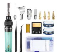 16 Pieces Butane Gas Soldering Iron Kit, Portable Welding Torch Pen Tools, Multifunctional Gas Welding Kit, Soldering Iron Head for Melting, Silver, Gold and Copper