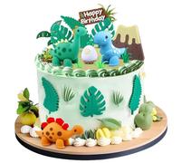 16 Pieces Cartoon Soft Vinyl Dinosaur Cake Decorations, Boys Birthday Party, Soft Vinyl Baking Cake Decoration Ornament, Baby Shower Dinosaur Theme Party Supplies