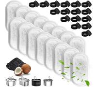 16 Pieces Cat Fountain Filters with 16 Foam Sponges, Pet Water Dispenser Filter Replacement, Activated Carbon Triple Filtration Set for 2L/67oz & 3.2L/108 oz Stainless Steel Drinking Dispense