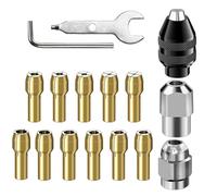 16 Pieces Chuck Collet Kit,Multi Chuck Set for Dremel Collet Nut Kit,Brass Collets Set 0.5-3.2mm，Quick Change Accessory Compatible with Dremel（8200 7700 4000 3000）