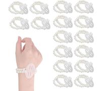 16 Pieces Corsage Wristlet Bracelet Wrist Corsage Prom Elastic Pearl Bands Wedding Corsages Pearl Bracelet Wedding Wristlets DIY Wrist Corsages Accessories for Bridesmaid Bridal Shower Party