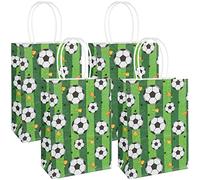 16 Pieces Football Paper Gift Bags With Handles for World Cup Soccer Party Favors, Kids Adults Birthday Themed Supplies