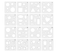 16 Pieces Geometric Pattern Painting Templates Cutout | 16 PCS Shape Drawing Template Set for Kids Learning Education Home Classroom Arts Gift