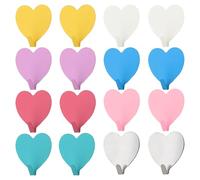 16 Pieces Heart-Shaped Hooks, Colorful Love Hooks, Metal Hooks, Self-Adhesive Hooks, Cute Coat Hooks, Decorative Hooks, Home Accessories