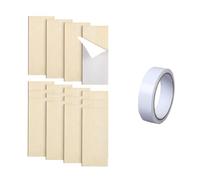16 Pieces Hinge Repair Panel Cover with Light Wood Texture and Border Trim for Quick Fix of Hinge Recesses and Surface on Interior Wood Doors, Set 4 16 Pieces + 1 Double-Sided Tape