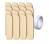 16 Pieces Hinge Repair Panel Cover with Light Wood Texture and Border Trim for Quick Fix of Hinge Recesses and Surface on Interior Wood Doors, Set 3 16 Pieces + 1 Double-Sided Tape