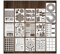 16 Pieces Journal Stencils for Dotted Journals Supplies, Happy Planner Stencils for Journaling DIY Drawing Templates Accessories Kit for Notebook Cards Scrapbook (16 Journal)