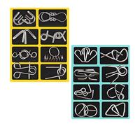 16 Pieces Metal Wire Puzzle Logic Brain Teaser Set, Metal Puzzles for Students and Adults IQ Test Toy Metals Brain Teaser Puzzles Ring Educational Toys Knots Lock Puzzles Gift for Party Favor