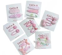 16 pieces of fabric hair clips, hand-embroidered pink flower bow cute side clips that won't damage the hair