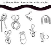 16 Pieces Of Metal Puzzles, Children'S Educational Toys, Luban Lock Unlocking Iron Ring, Suitable For Children, Adults (Yellow, Blue).