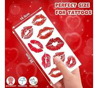 16 Pieces Of Pink Lip Print Tattoo Stickers, Waterproof, Long-Lasting And Not Easy To Fall Off, Fun Shape Decoration, Party Face And Body Stickers.