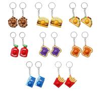 16 Pieces of Simulated Food Keychains, Interesting Keychains, Cute Cartoon Keychains, Creative Decorative Keychains