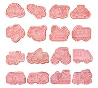 16 Pieces of Transportation Theme Molds, Creative Cartoon Molds, Fun Cookie Molds, Baking Tools, Kitchen Utensils