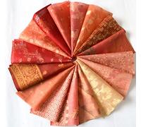 16 Pieces Orange Green Recycled Vintage Silk Sari Remnants Craft Fabric Card Making Collage Mixed Media Textile Art Sewing Junk Journals