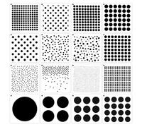 16 Pieces Reusable Plastic Stencils, Polka Dot/Starburst/Round Geometric Designs, Assorted Sizes, Mixed Media for Painting, Drawing, DIY Card Making, Scrapbooking, Fabric, Cushions, Wood, Wall Décor,