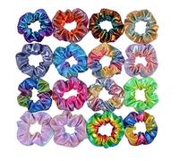 16 Pieces Shiny Metallic Scrunchies,AUERVO Hair Scrunchies Sparkle Scrunchy Colorful Hair Ties Ropes Elastic Ponytail Holder for Girls and Women