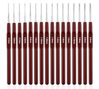 16 Pieces Small Crochet Hooks Set 0.5mm to 2.5mm Ergonomic Handle Crochets Hook Steel Knitting Needles for Women Beginners, Handmade, DIY Lacework, Yarn and Thread Gifts
