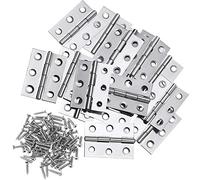 16 Pieces Small Door Hinges Stainless Steel Folding Butt Hinges Home Furniture Hardware Piano Cabinet Door Hinge with 96 Pieces Stainless Steel Screws