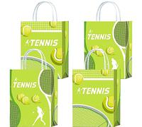 16 Pieces Tennis Gift Bags for Tennis Party Supplies, Tennis Goody Treat Candy Party Favors Bags with Handles for Kids Adult Tennis Theme Birthday Party Decorations