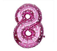 16" Pink Number 8 Foil Balloons Air Filled Self Inflating Birthday Anniversary Wedding Party Banner Decorations