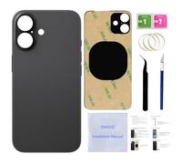 16 Plus Back Glass Replacement for iPhone 16 Plus Back Cover Glass (Black, 6.7 inches) with Pre-Installed Tape +Installation Instruction + Repair Tools (Black)