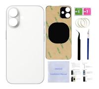 16 Plus Back Glass Replacement for iPhone 16 Plus Back Cover Glass (White, 6.7 inches) with Pre-Installed Tape +Installation Instruction + Repair Tools (White)