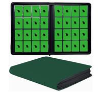 16 Pocket Card Binder, 1000+ Premium Zip Trading Card Binder, Double Sided Pocket Card Binder Album, Ringless Card Folder for MTG, TCG, Sports Card (Green, 16Pockets)