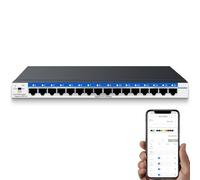 16-Port Gigabit Switch,Easy Smart Managed,Plug & Play,Desktop/Wall-Mount,Sturdy Metal,Home Network Hub,Office Ethernet Splitter,Silent Operation,Support QoS,Vlan,DHCP,Web Interface/Phone App Monitor