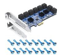16 ports PCIe SATA expansion card, Including 16pcs SATA cables, compatible with Windows, Linux, Mac OS, NAS