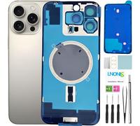 16 Pro Max Back Glass Replacement for iPhone 16 Pro Max Rear Back Cover Glass Waterproof and Camera Lens+Professional Repair Tool Kit (Natural Titanium)