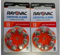 16 RAYOVAC Crystal Clear Hearing Aid Batteries ORANGE ( 2 Packs) Size 13