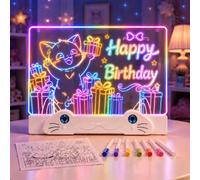 16" Rechargeable LED Drawing Board with 11-Color Light Effects | Birthday & Christmas Gift Idea for Girls/Boys/Kids/Teens, Doodle Neon Glow Pad with Built-in Stand Tracing Book & 7 Markers