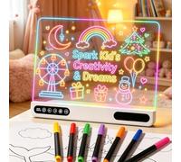 16" Rechargeable LED Drawing Board with 7 Color, Light-Up Acrylic Memo Board for Messages & Drawing with Stand, USB Powered Desktop Note Board, Ideal for Home, Office, Gifts
