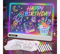 16“ Rechargeable Led Drawing Board with 8 Static Colors and 3 Dynamic Modes, Featuring a Timer Function. Comes with 7 Markers and 8 Template Books. Ideal for Gifts, Note-Taking, and Decoration