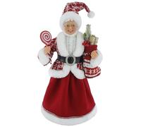 16" Red & White Sparkle Chenille Mrs. Claus Christmas Figurine Figure Decoration 163031MS