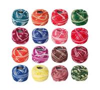 16 Rolls Embroidery Gradient Color Yarn - Vivid Crochet Thread Spool, Thread Kit for Creative Sewing Art, Colorful Craft Fiber | Rainbow Floss Supplies for Home Textile Projects, Needle Pattern Work