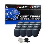 16 Rolls - TIGERTAPES EAB Tape | 7.5cm x 6.9m Black - Tearable Elastic Adhesive Bandage - Easy Tear EAB Sports Tape for Medical Strapping, Lifting Blocks, Knee, Elbow & Wrist - Rugby Lifting Tape