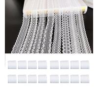 16 Rolls White Lace Ribbon 0.6 to 2.1 inch Vintage Lace Trims, Laces Decoration for Sewing, Crafts, Wedding Flower Ribbon, totaling 46 Yards (42m)