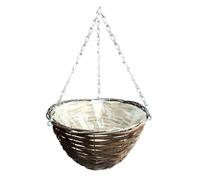 (16" Round, 8) Elixir Gardens Rattan Natural Wicker Hanging Basket 11" - 16" | Round or Cone