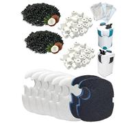 16-Set Aquarium Filter Replacement Media Compatible with allpondsolutions EFX & 2000EF Aquarium External Fish Tank Water Filter, for Tanks Up to 1000 Litres, Includes Activated Carbon, Ceramic Rings