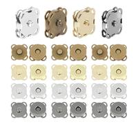 16 Sets Magnetic Snaps for Sewing, 14mm Snap Closures Fasteners for Purse Handbag Wallet DIY Craft (4 Colors)