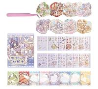 16 Sets Mini DIY 3D Sticker Scene Collection Book for Adults Cute Play Park Hamburg Castle Library Make Your Own Shop House Stickers Therapy for Adult Relief Stress Pass The Time
