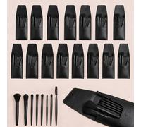 16 Sets Travel Makeup Brush Set Synthetic Fiber Face Foundation Make up Brushes Bridesmaid Gift with Travel Makeup Bag for Wedding Bridal Shower Favors Bachelorette Party Gift (Black)